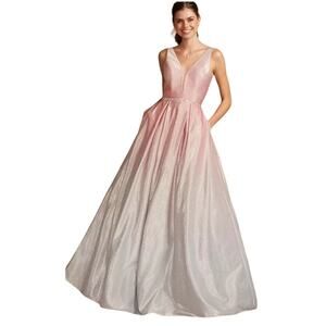 Elegant Pink and White Ombre Prom Dress